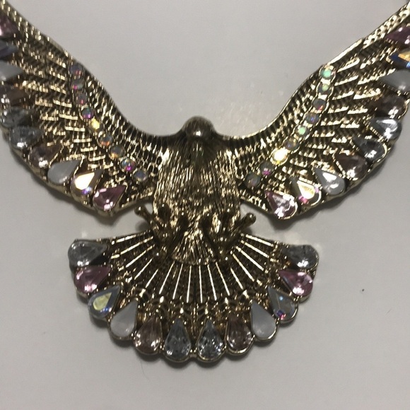Eagle Pendant Jewelry Large Gold Tone Jeweled Textured Dimensional Chunk… - Picture 7 of 15